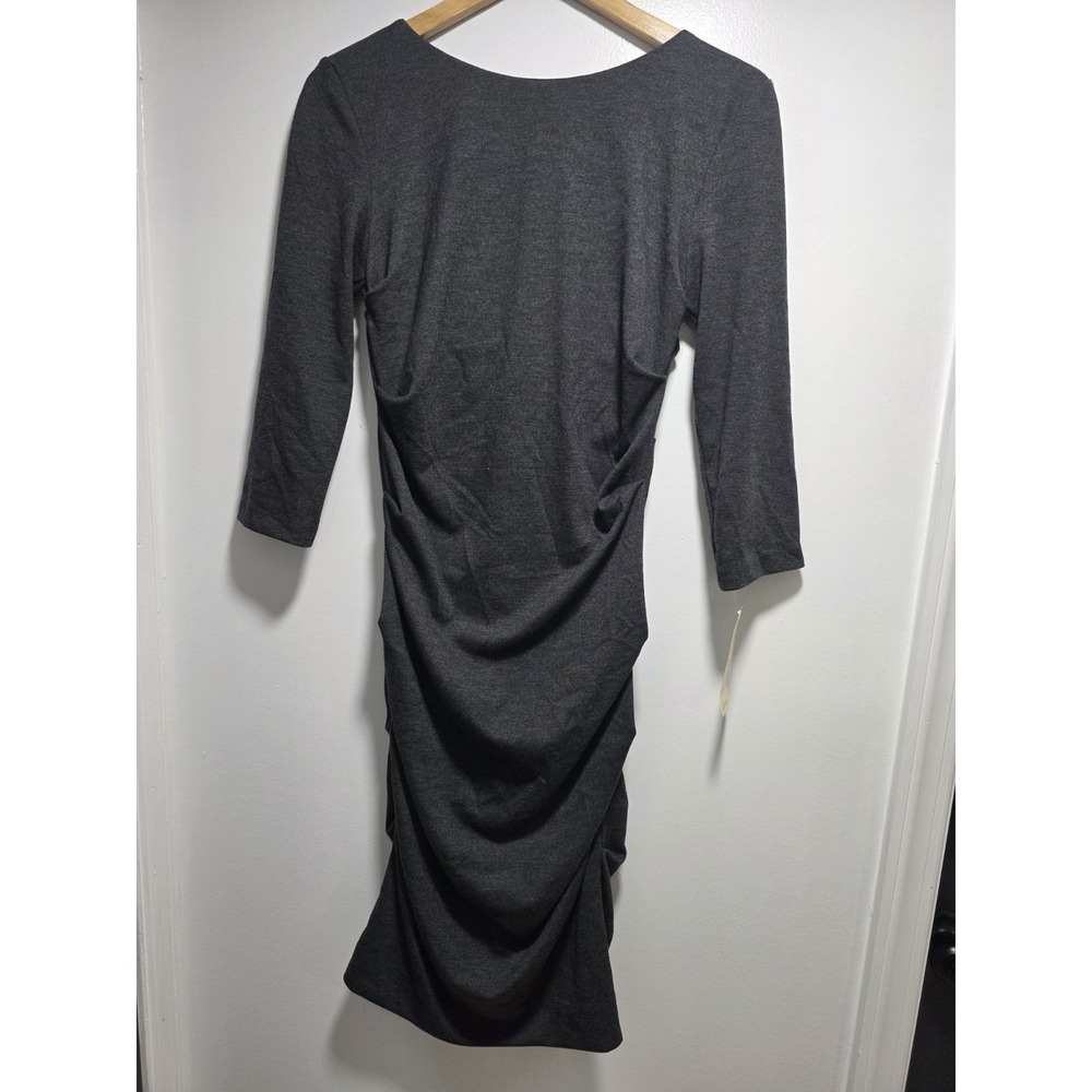 Artelier Nicole Miller Ponte Charcoal Gray 3/4 Sleeve Dress Size Medium